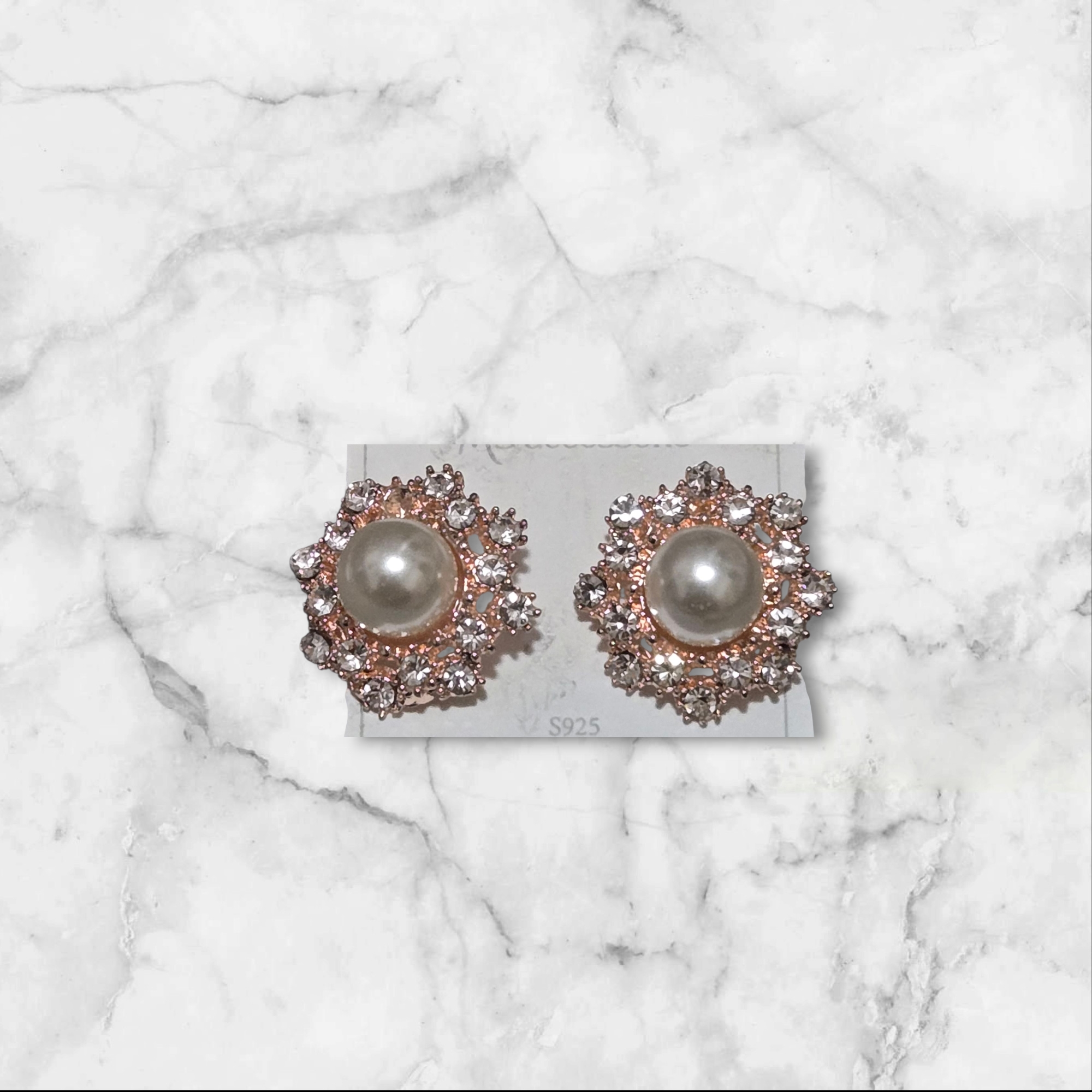 Elegant Pearl And Crystal Stud Earrings